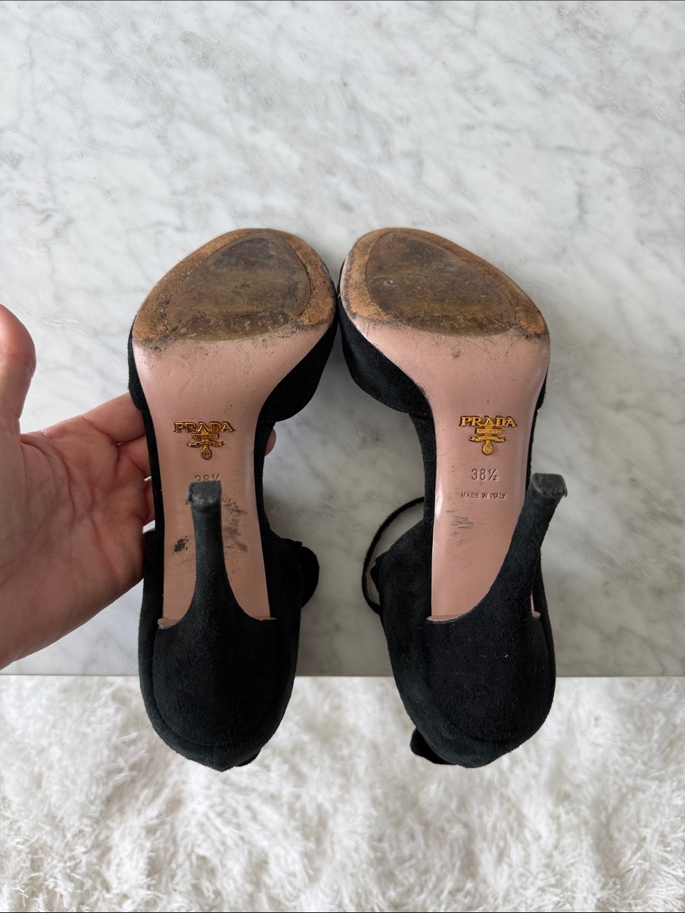PRADA  LIMITED EDITION Black Suede High Heel Sandals - Women - Picture 4 of 4